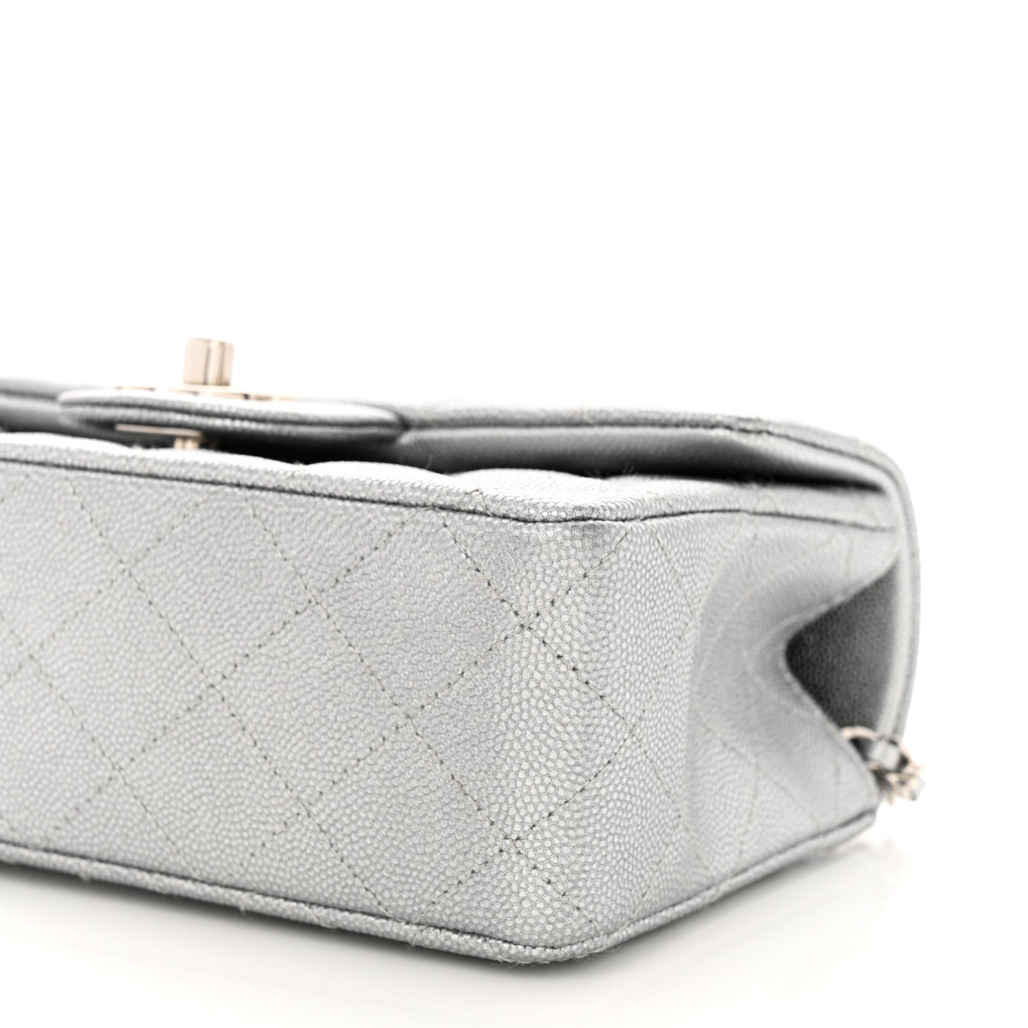 Chanel Metallic Caviar Quilted Mini Top Handle Rectangular Flap Silver 10 of 11