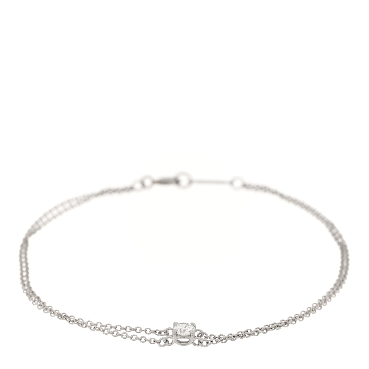 Platinum Diamond .17ct Double Chain Solitaire Bracelet
