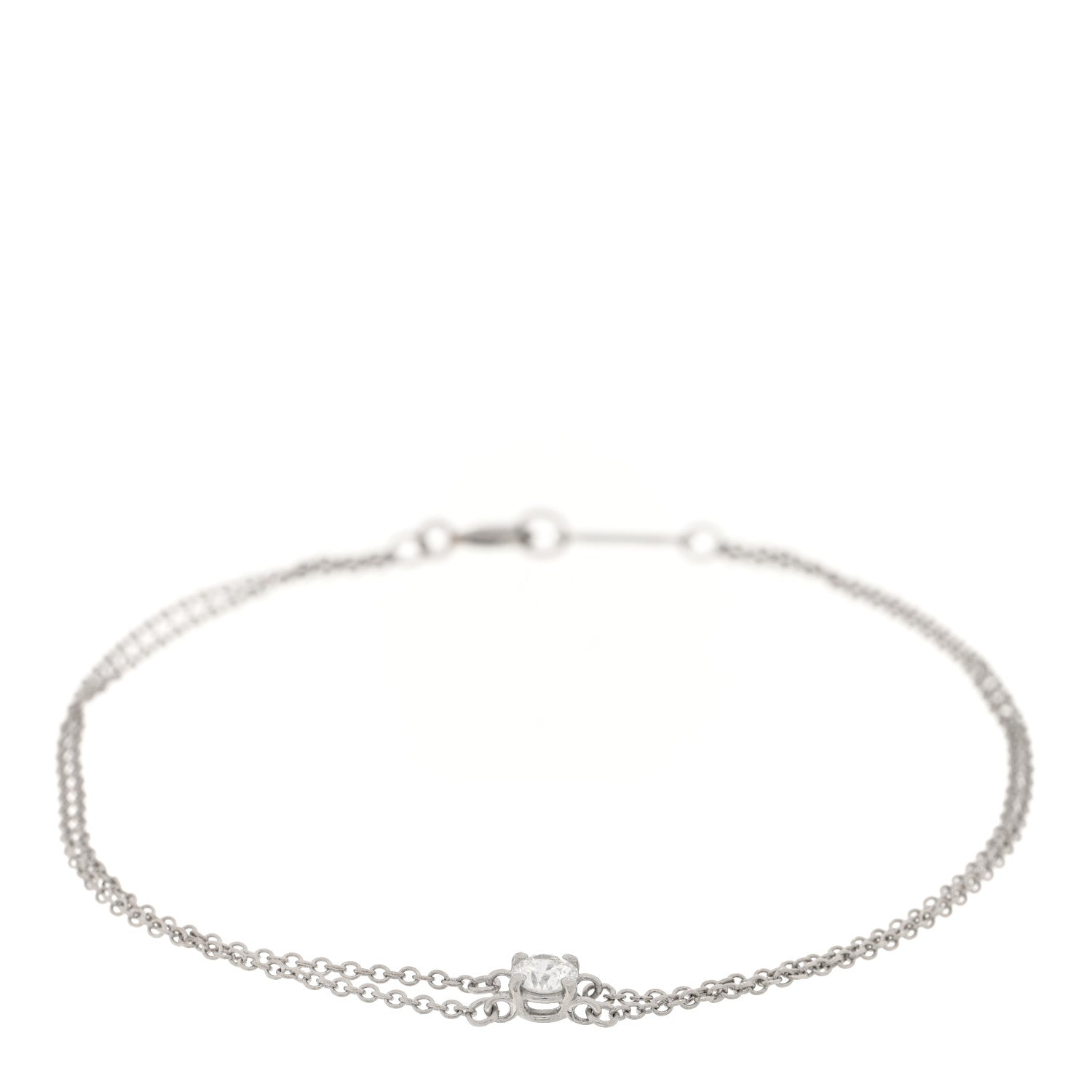 Tiffany Platinum Diamond .17ct Double Chain Solitaire Bracelet 1 of 4
