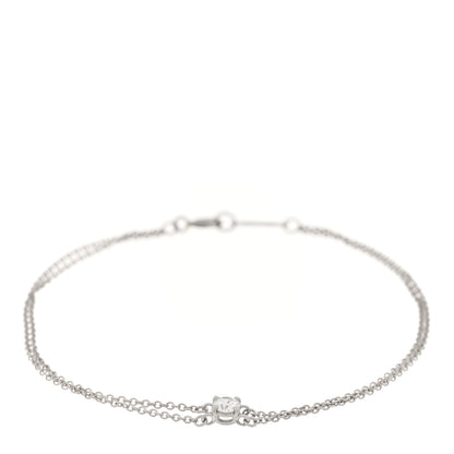 Tiffany Platinum Diamond .17ct Double Chain Solitaire Bracelet 1 of 4