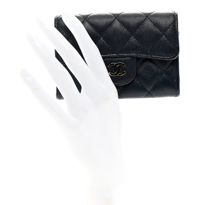 Chanel Caviar Quilted Flap Card Holder Wallet Navy Blue 2 of 8