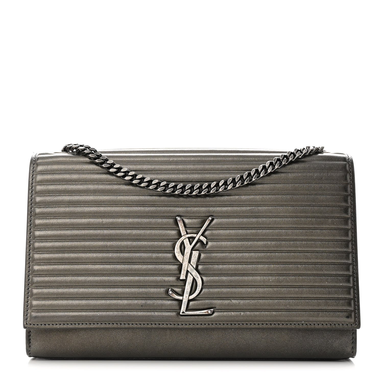 Saint Laurent Ribbed Calfskin Medium Monogram Kate Satchel Anthracite 1 of 11