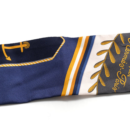 Hermes Silk Epaulettes De Gala Twilly Marine Gold White 12 of 12