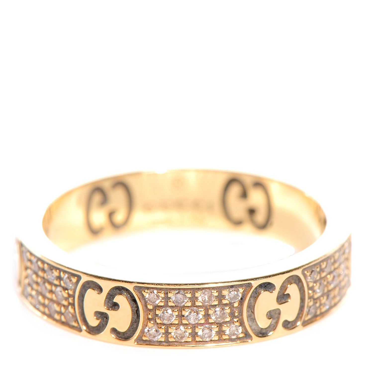 Gucci 18k Yellow Gold Diamond Icon Stardust Thin Band Ring 6 1 of 6