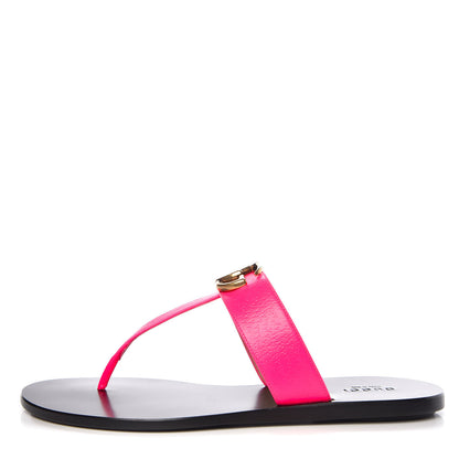Gucci Calfskin GG Marmont Thong Sandals 38 Fuxia Fluo 1 of 11