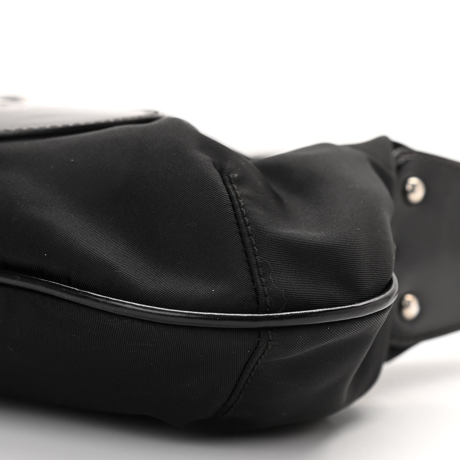 Prada Tessuto Nylon Calfskin Logo Shoulder Bag Black 10 of 11