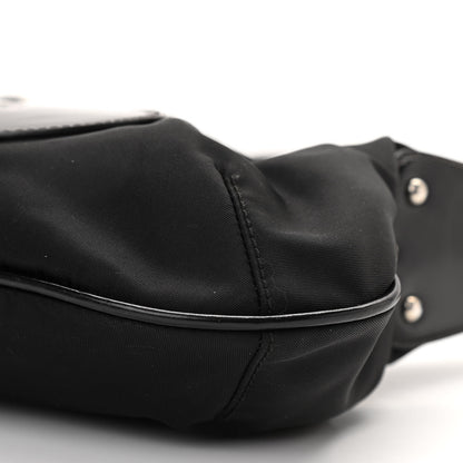 Prada Tessuto Nylon Calfskin Logo Shoulder Bag Black 10 of 11