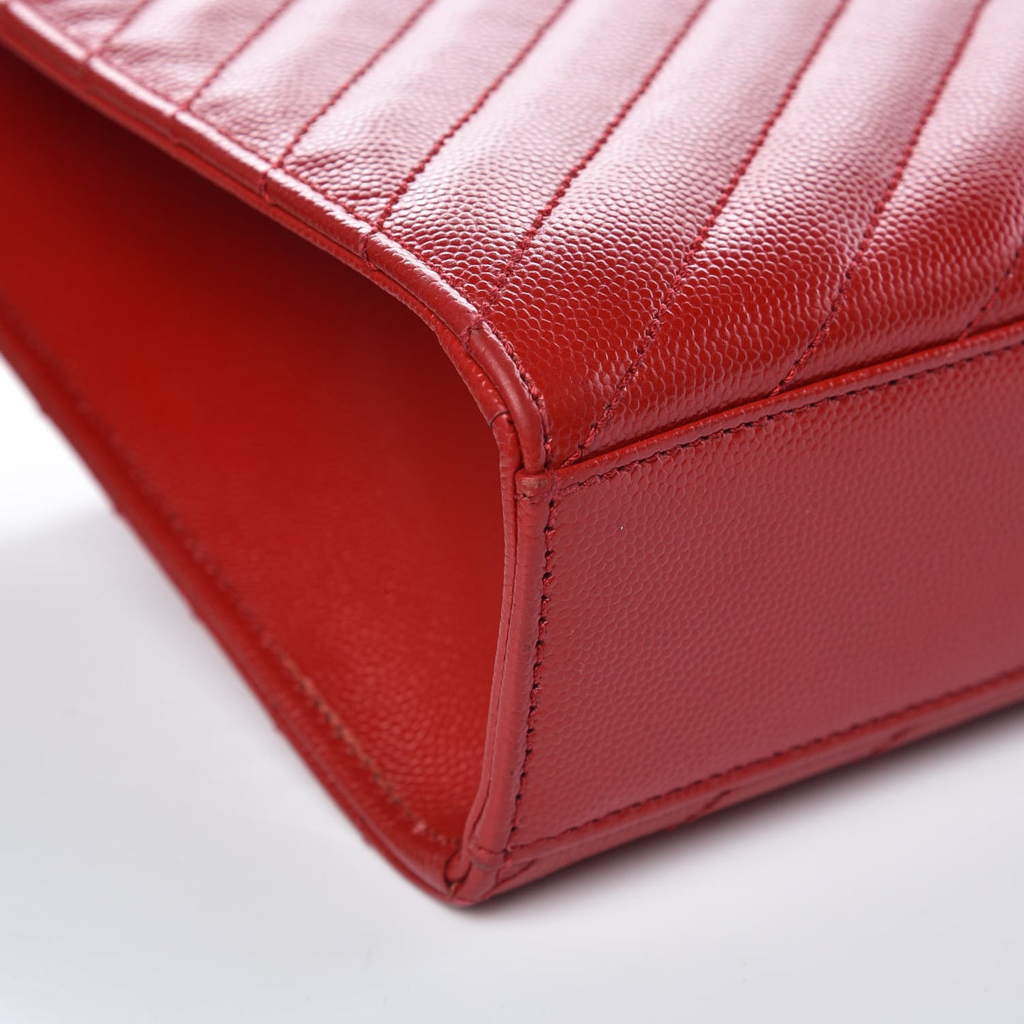 Grain De Poudre Matelasse Chevron Large Monogram Satchel Lipstick Red