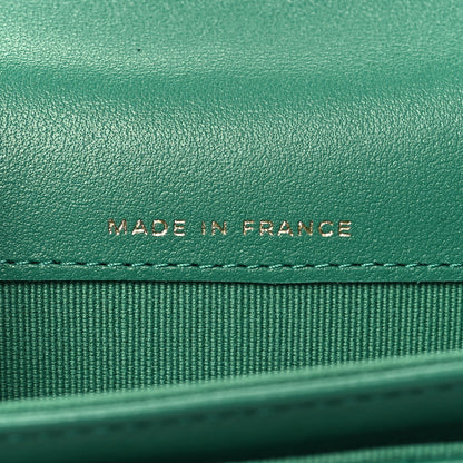 Chanel Lambskin Quilted Flap Card Holder Wallet Green 7 of 9