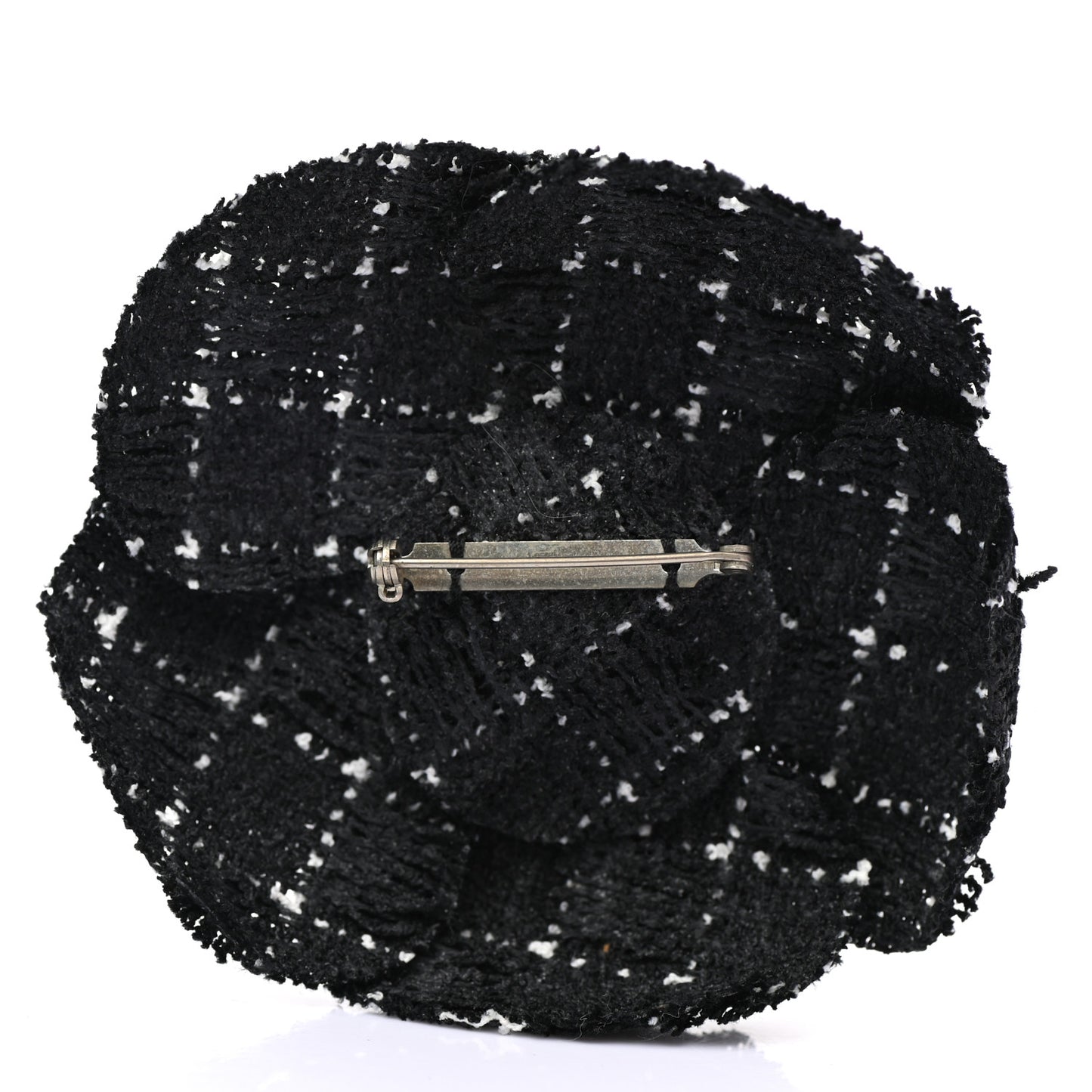 Tweed Camellia Brooch Black White