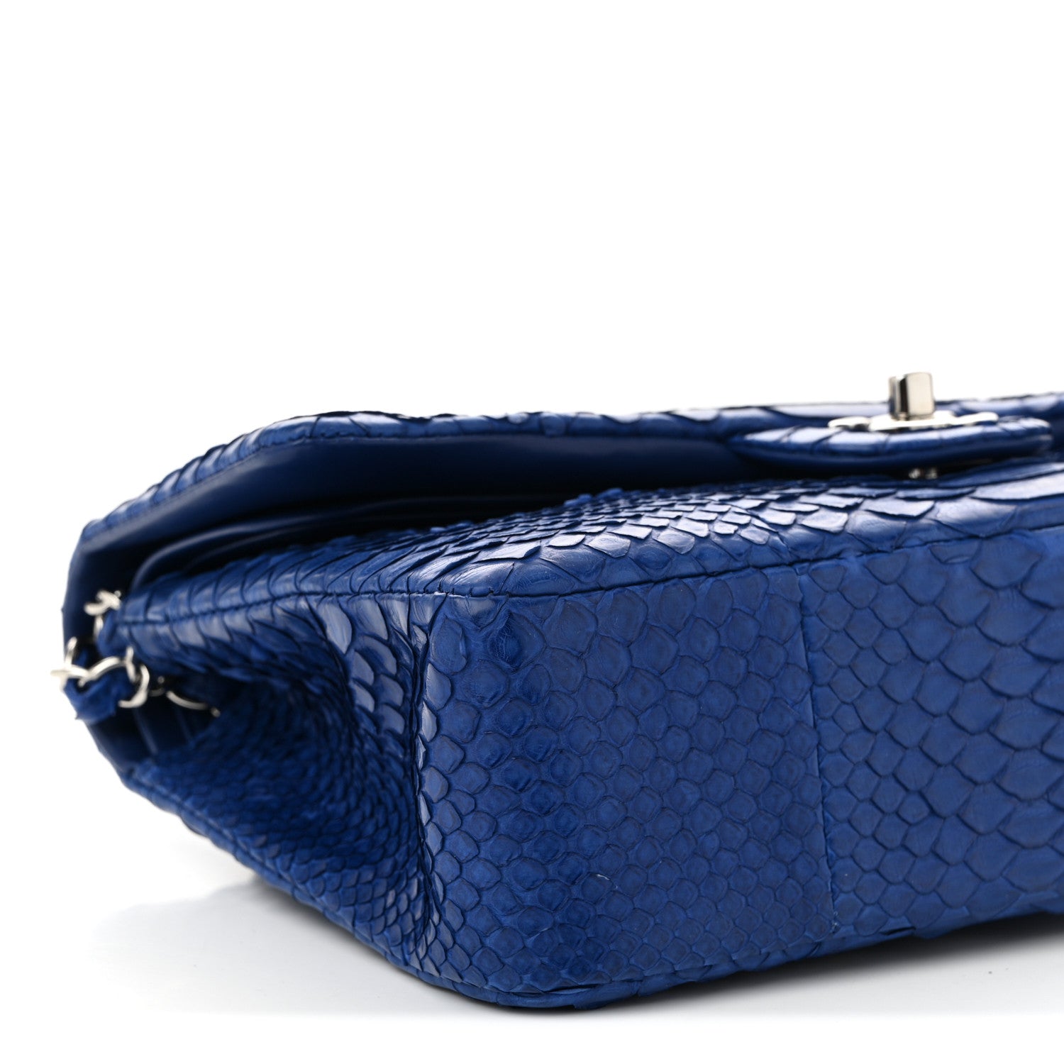 Chanel Snakeskin Medium Double Flap Blue 8 of 10