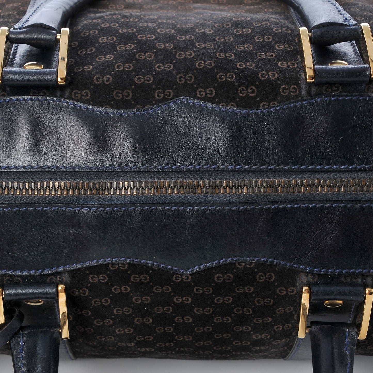 Velvet Mini GG Monogram Boston Duffle Bag Blue