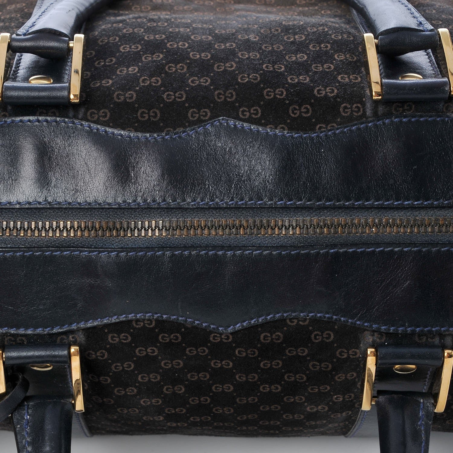 Gucci Velvet Mini GG Monogram Boston Duffle Bag Blue 13 of 15