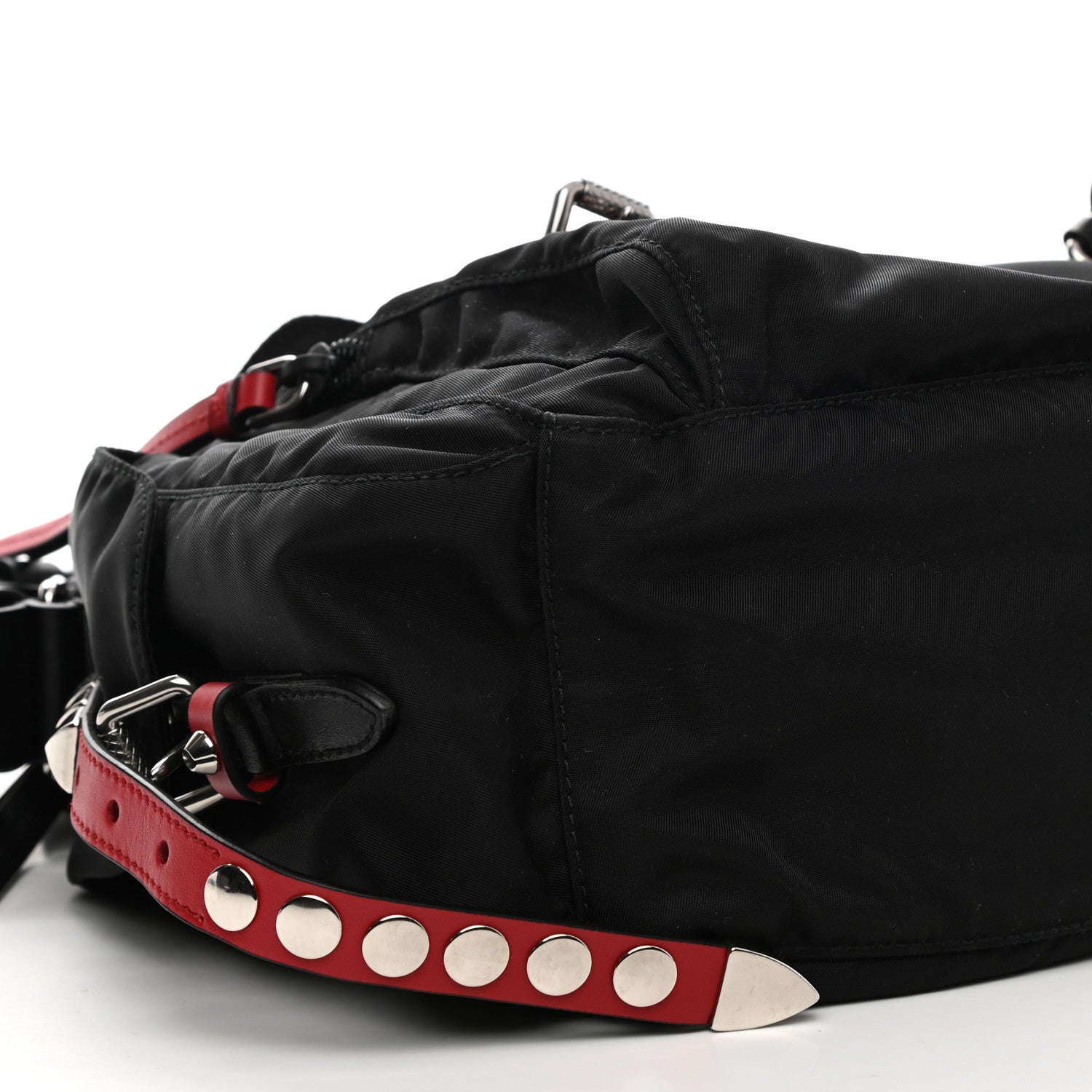 Prada Nylon New Vela Studded Messenger Black Fuoco 9 of 10