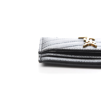 Saint Laurent Grain De Poudre Matelasse Chevron Monogram Credit Card Case Black 8 of 10