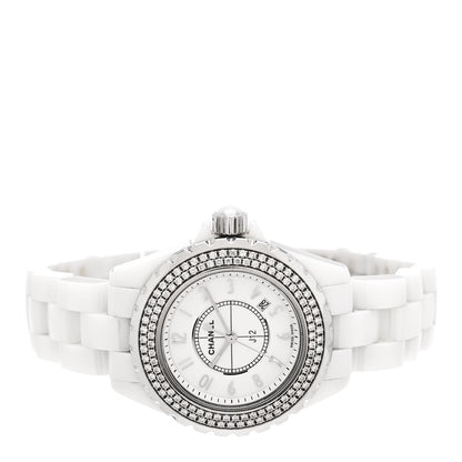 Chanel Stainless Steel Ceramic Diamond Pave Bezel 33mm J12 Quartz Watch White 2 of 5