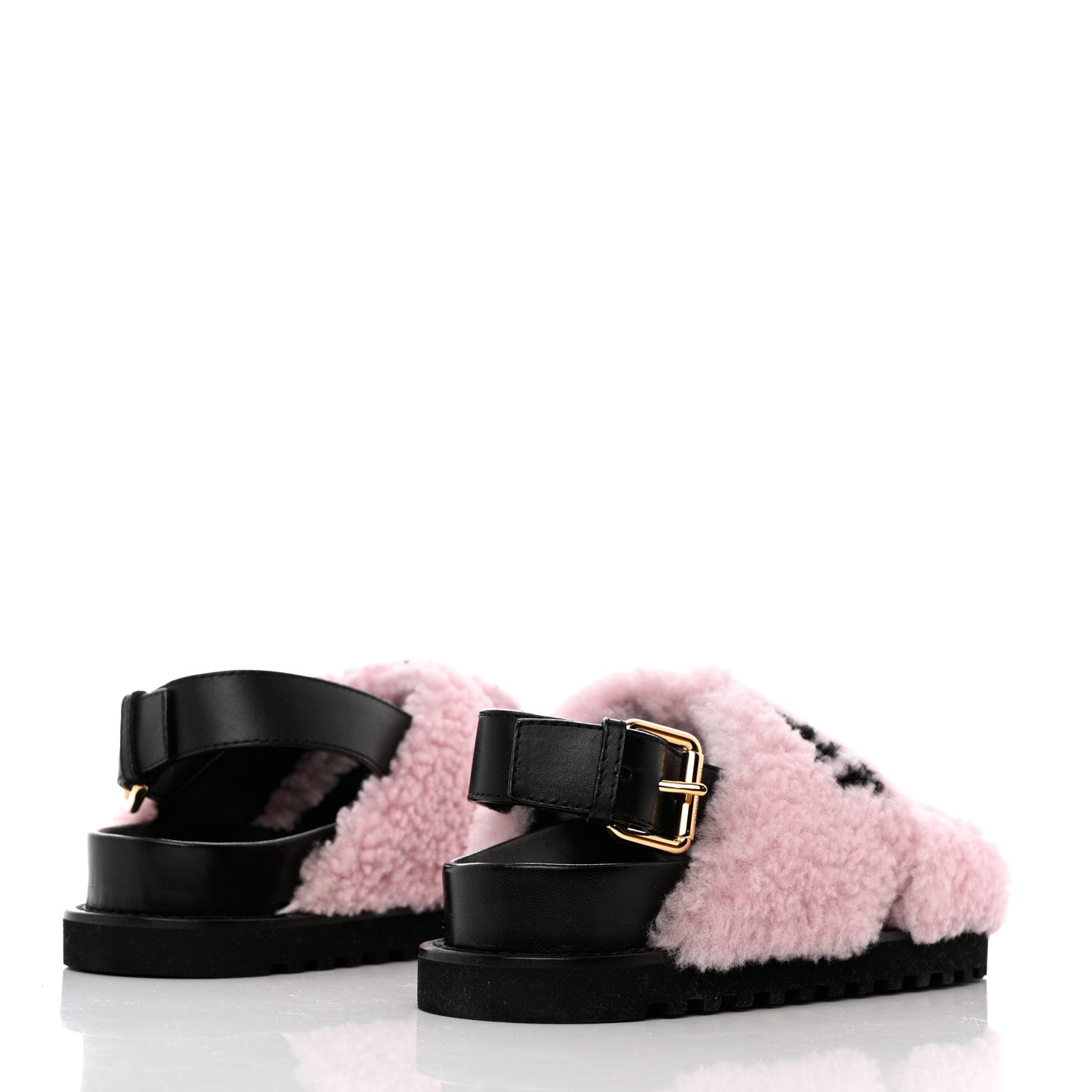 Louis Vuitton Shearling Paseo Sandals 37 Pink 4 of 9