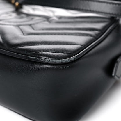 Gucci Calfskin Matelasse Small GG Marmont Chain Shoulder Bag Black 11 of 13