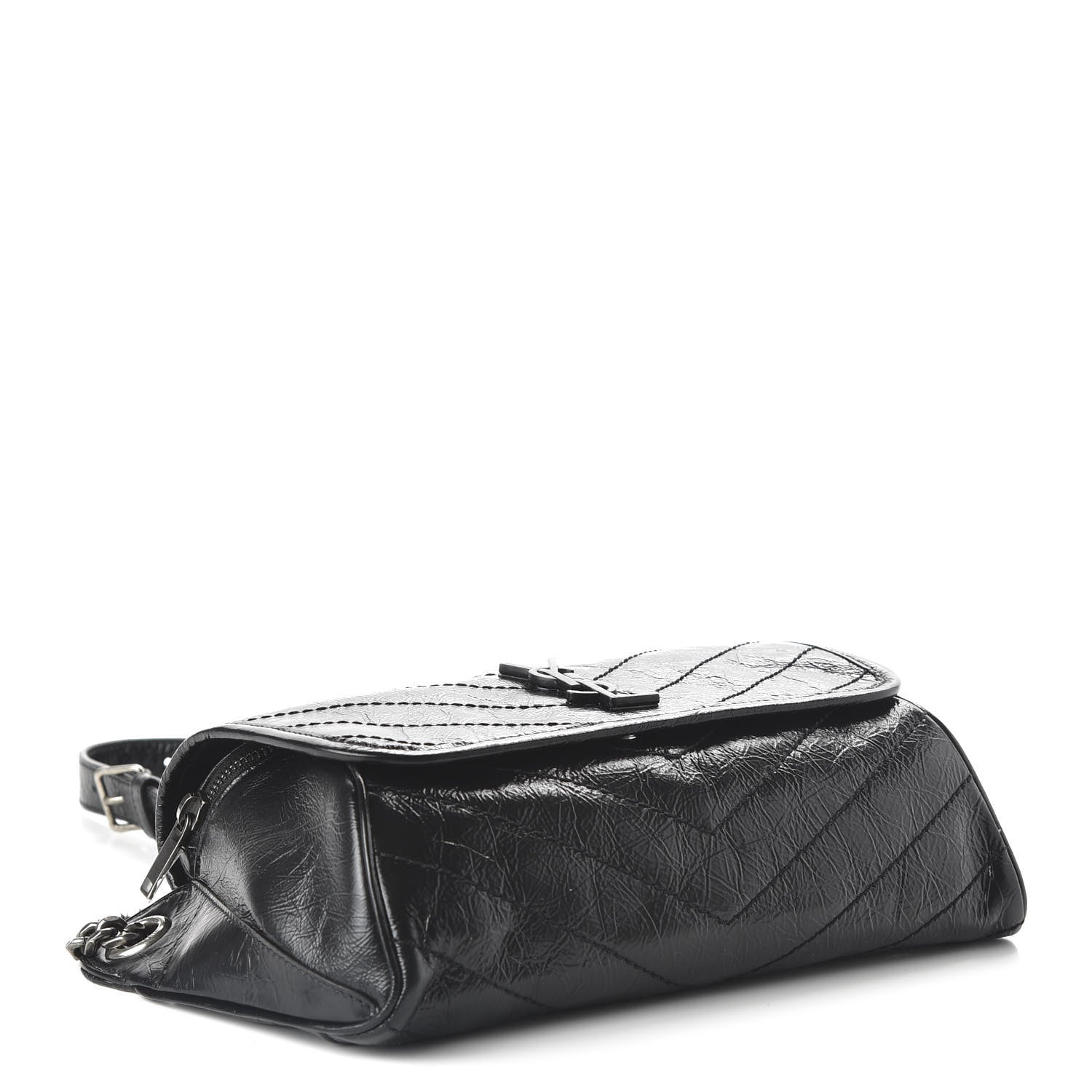 Saint Laurent Crinkled Calfskin Matelasse Monogram Niki Body Bag Black 4 of 9