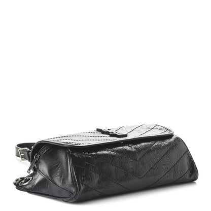 Saint Laurent Crinkled Calfskin Matelasse Monogram Niki Body Bag Black 4 of 9