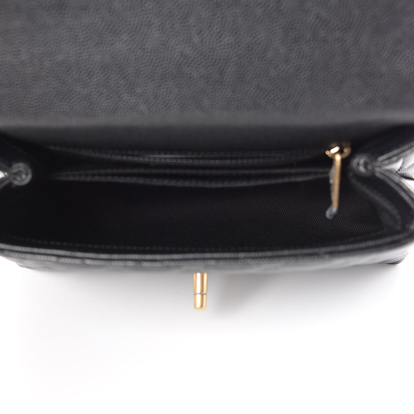 Caviar Lizard Embossed Quilted Mini Coco Handle Flap Black