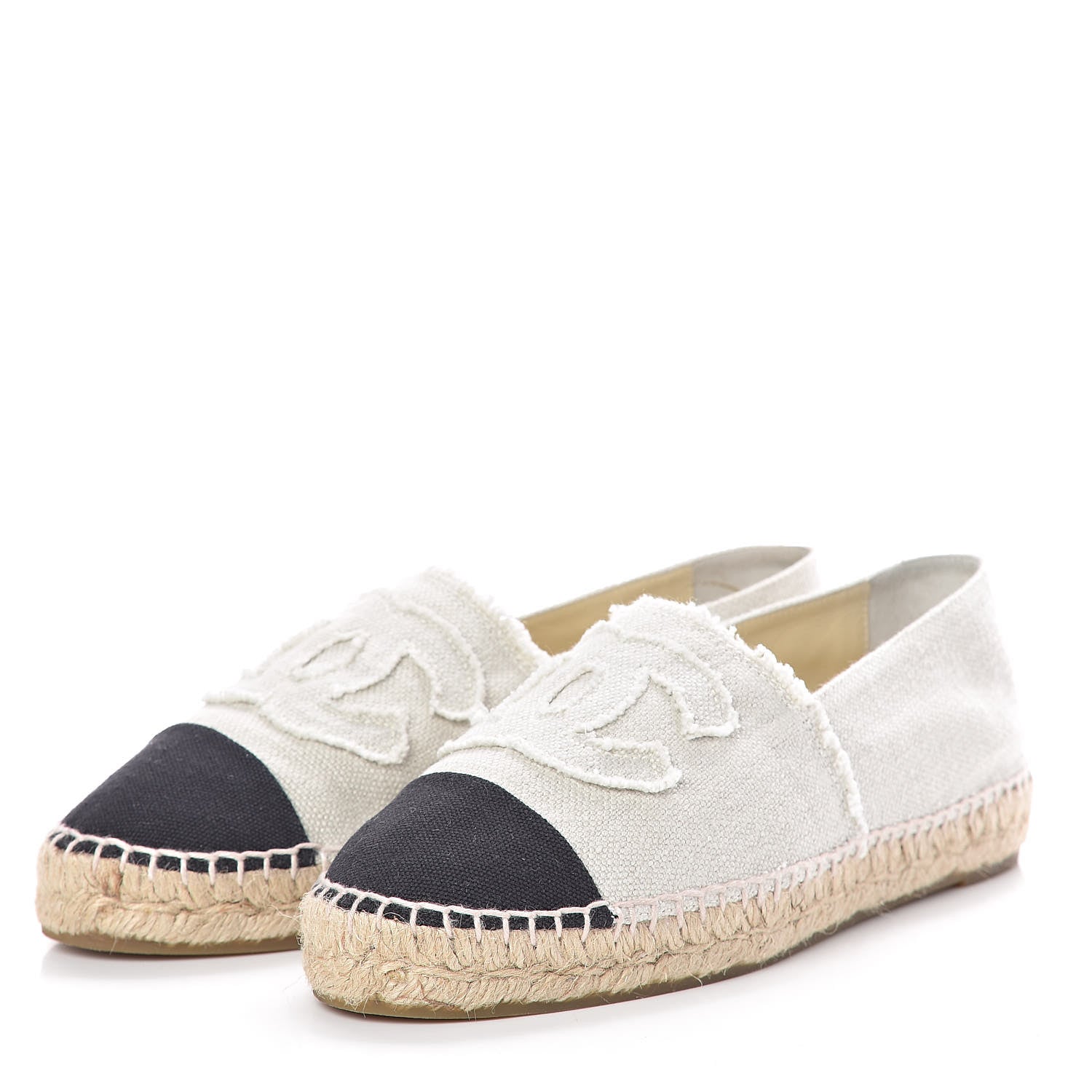Chanel Linen CC Espadrilles 39 Beige Black 3 of 10