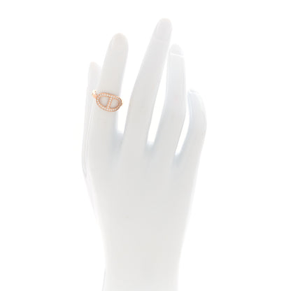 Hermes 18K Rose Gold Diamond MM Chaine d'Ancre Contour Ring 50 5.25 2 of 5