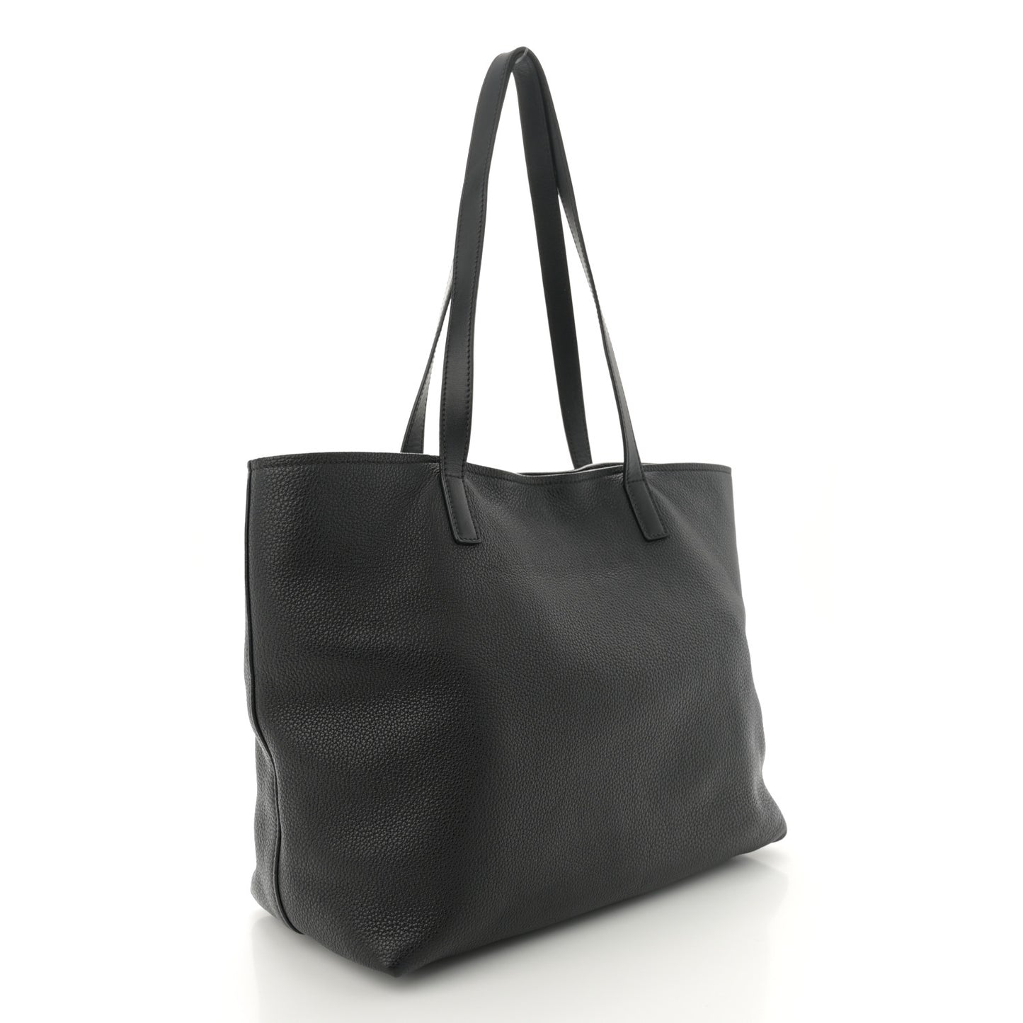 Vitello Daino Pocket Shopping Tote Black