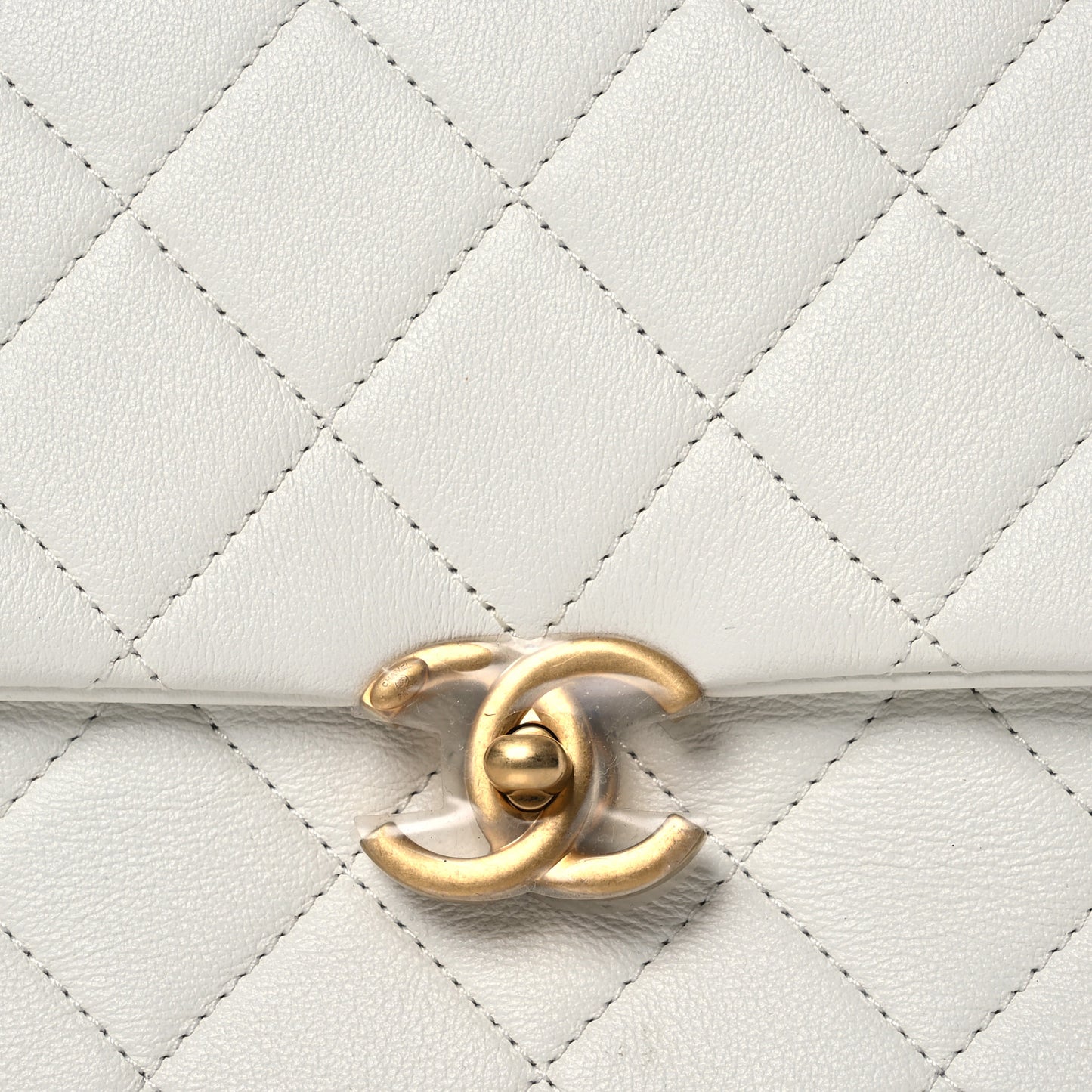 Calfskin Quilted Mini Chain Strap Flap White
