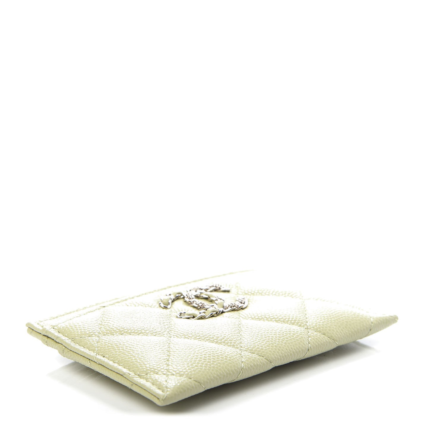 Caviar Quilted French New Wave Card Holder Light Green