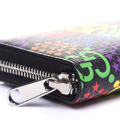 Gucci GG Supreme Monogram Psychedelic Zip Around Card Case Wallet Black 9 of 11