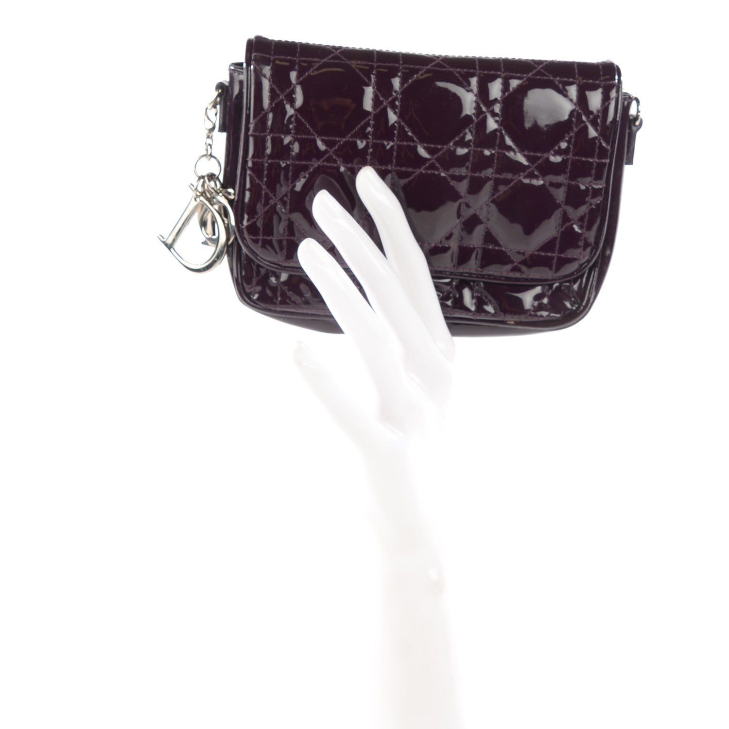 Christian Dior Patent Cannage Lady Dior Pochette Purple 2 of 9