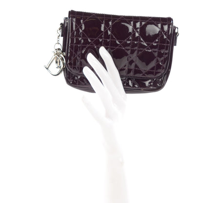 Christian Dior Patent Cannage Lady Dior Pochette Purple 2 of 9