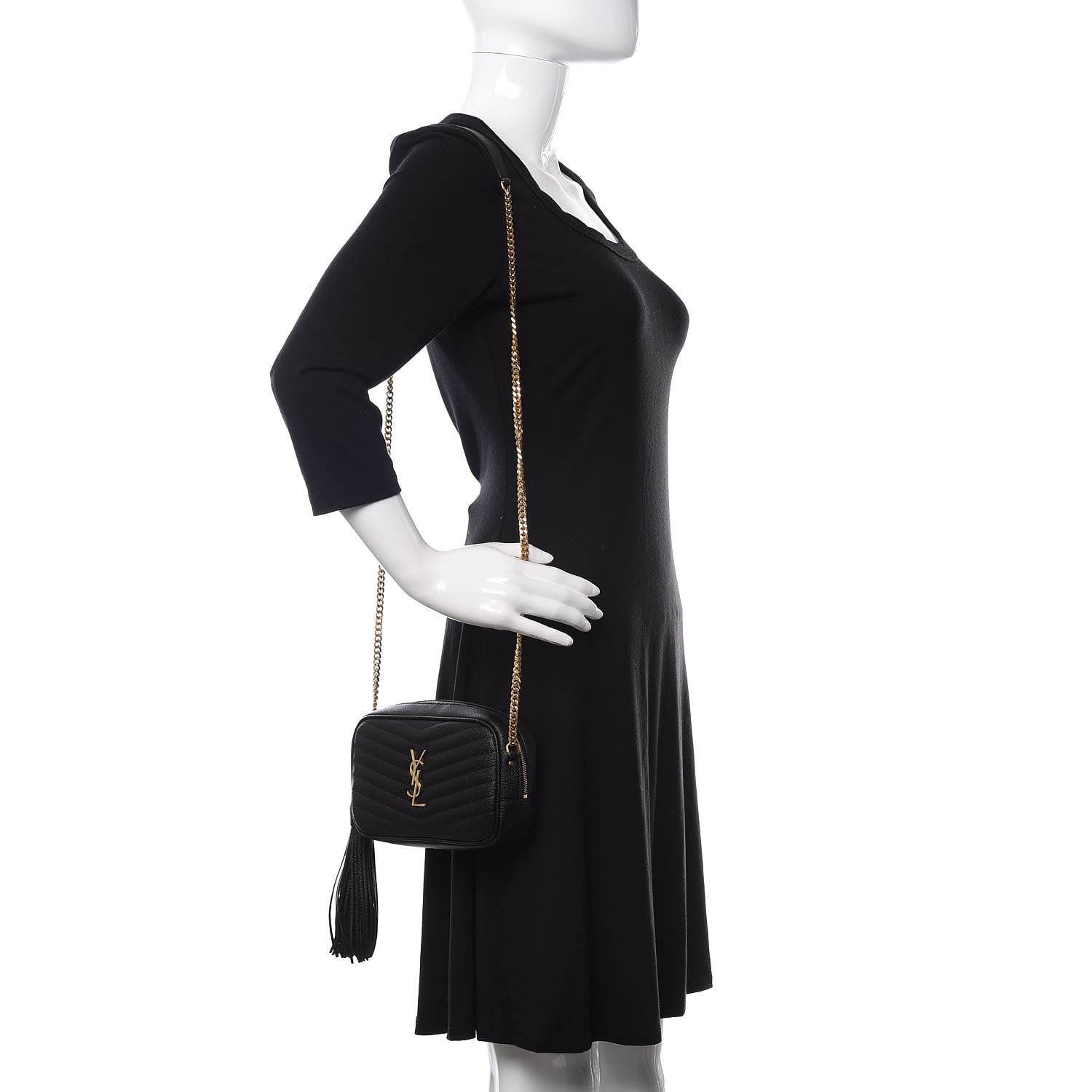 Saint Laurent Grain De Poudre Matelasse Monogram Mini Lou Camera Bag Black 2 of 11