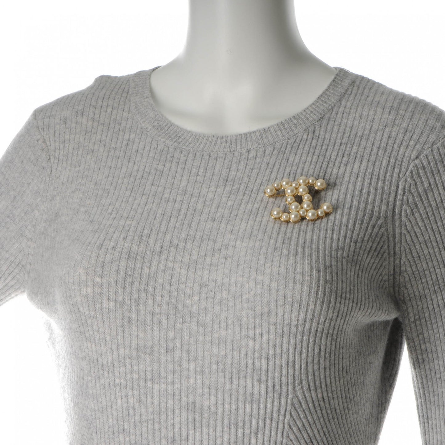 Pearl CC Brooch Gold Pearly White