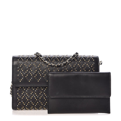 Chanel Lambskin Studded Chain Wallet Black 3 of 12