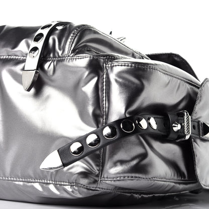 Prada Metallic Nylon Studded Messenger Bag Ferro Black 8 of 8