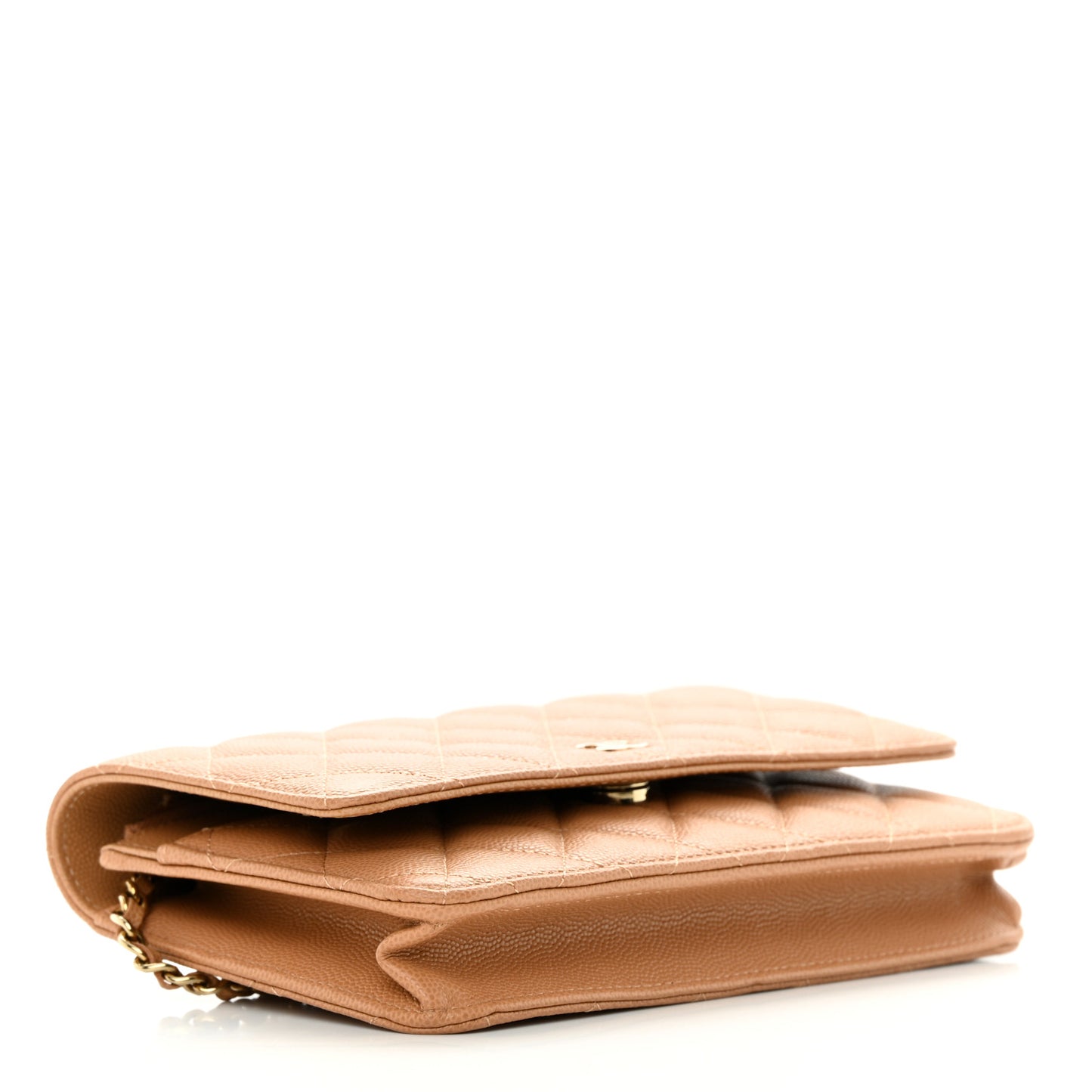 Caviar Quilted Wallet on Chain WOC Dark Beige