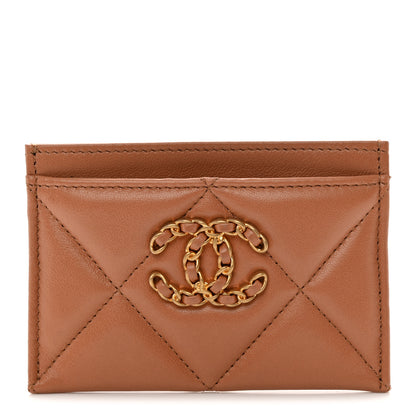 Chanel Lambskin Quilted Chanel 19 Card Holder Brown 1 of 8
