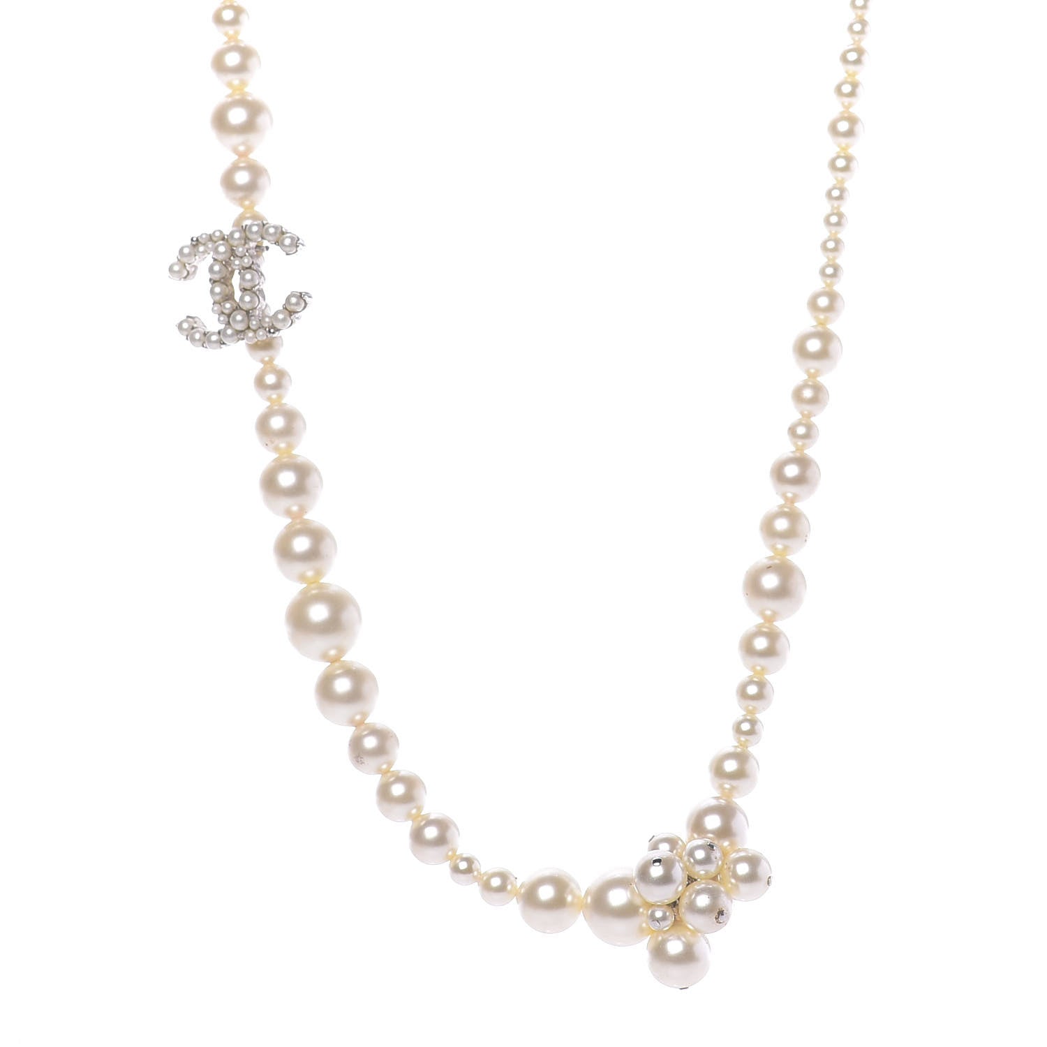 Chanel Graduated Pearl CC Short Necklace Silver 1 of 6