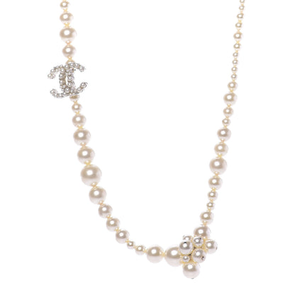 Chanel Graduated Pearl CC Short Necklace Silver 1 of 6