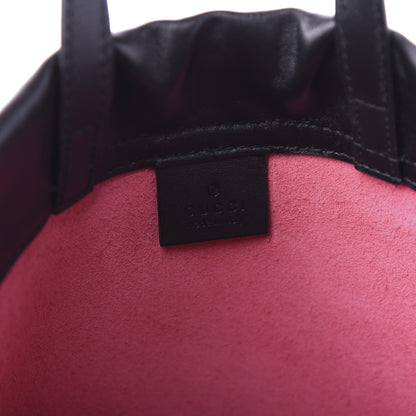 Gucci Grained Calfskin Logo Drawstring Backpack Box Pink Green Black 7 of 10