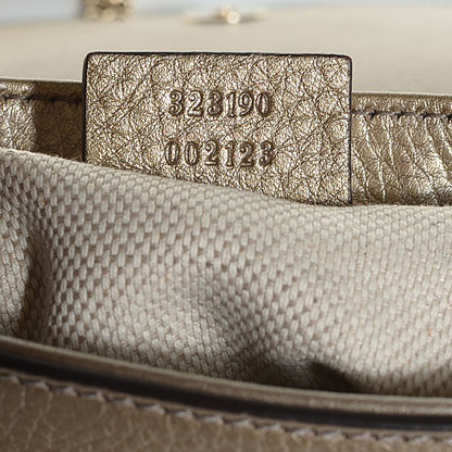 Gucci Metallic Pebbled Calfskin Small Soho Flap Crossbody Golden Beige 7 of 7