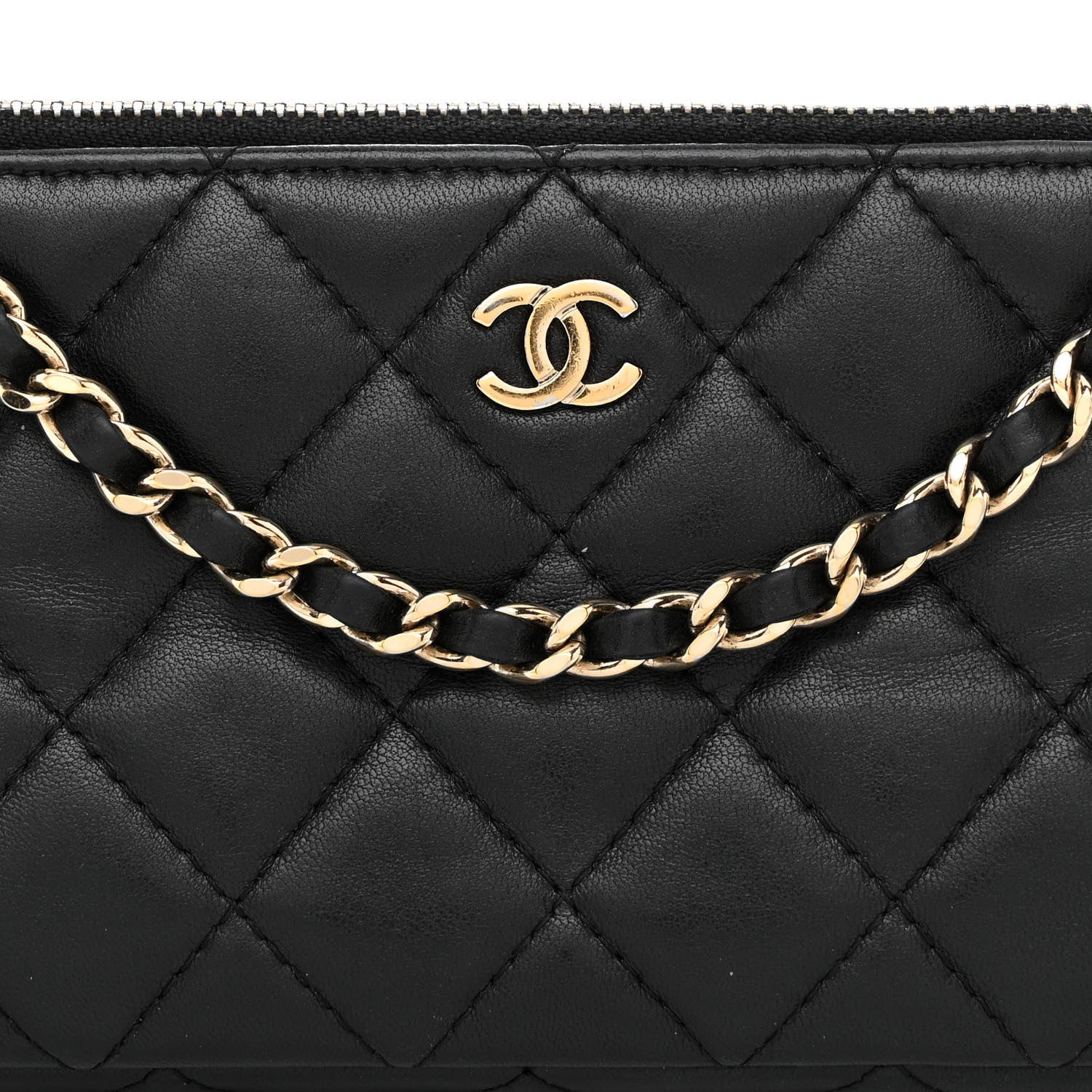 Chanel Lambskin Quilted Small Clutch With Chain Black 10 of 12