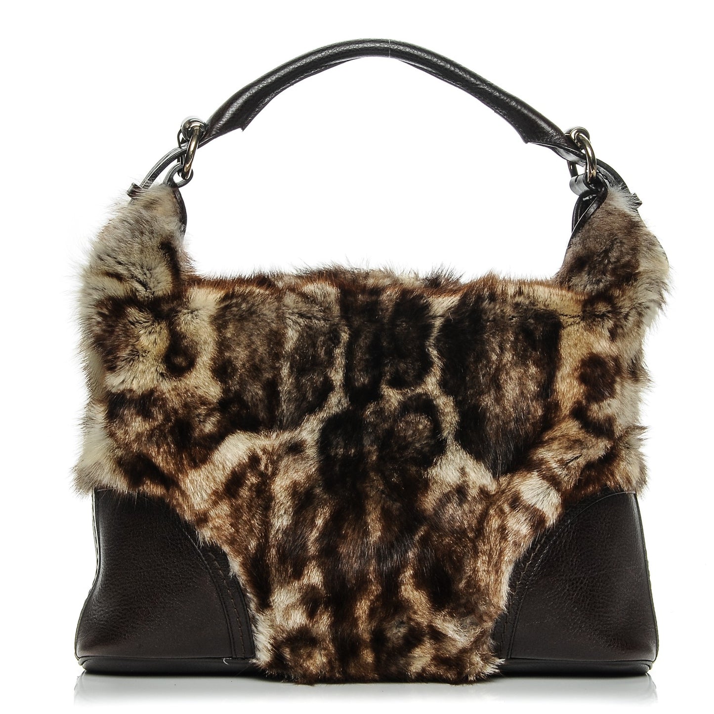 Leopard Print Fur Large Signoria Hobo Dark Brown