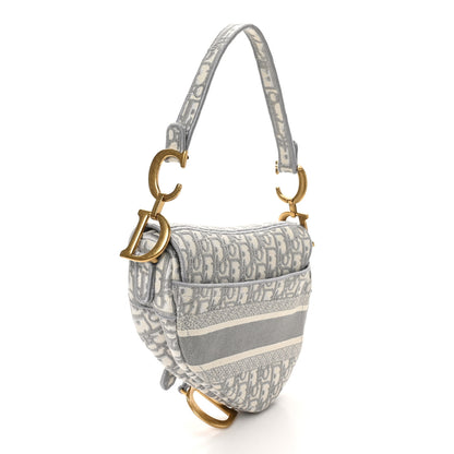 Christian Dior Oblique Embroidered Saddle Bag Gray 3 of 10