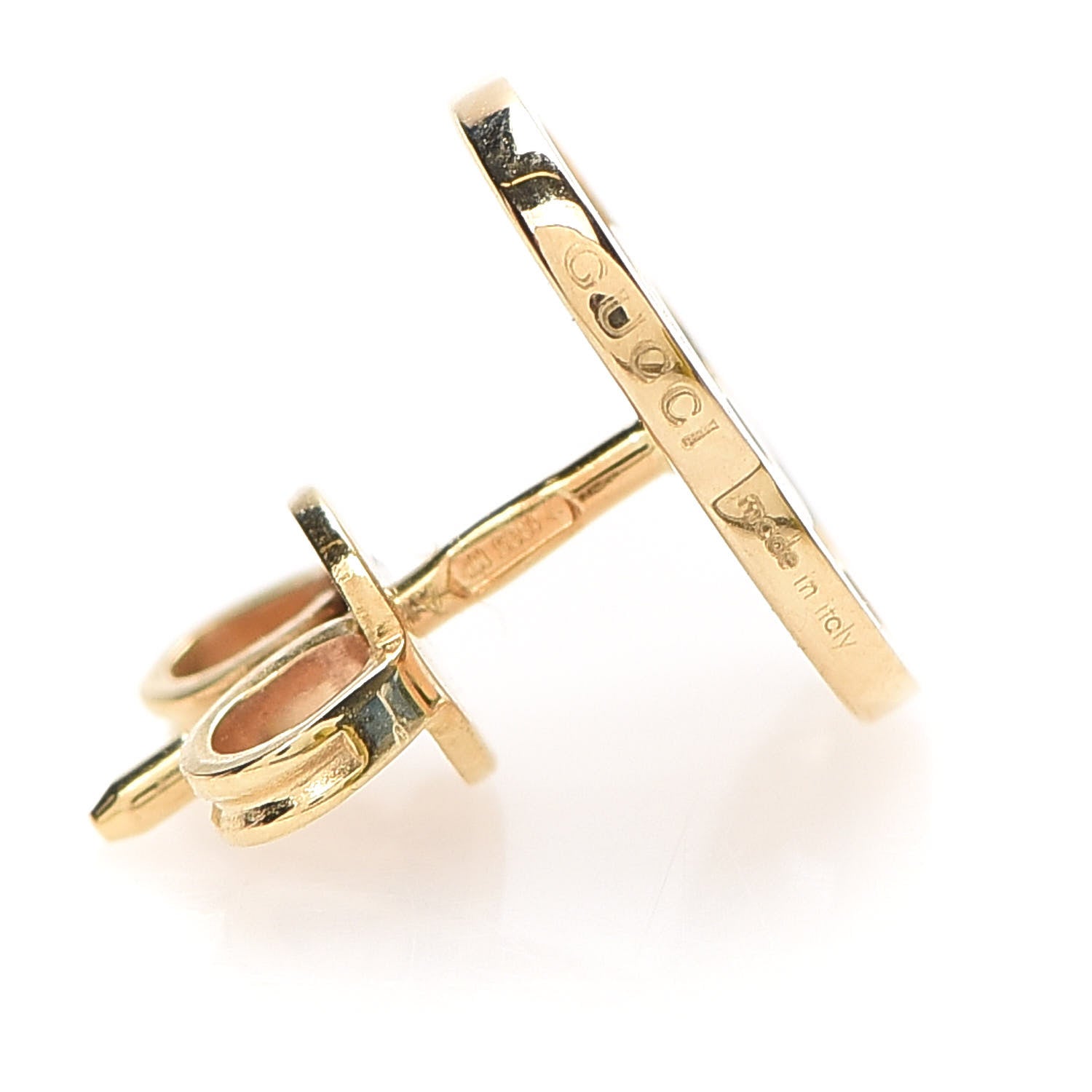 Gucci 18K Yellow Gold GG Tissue Stud Earrings 4 of 5