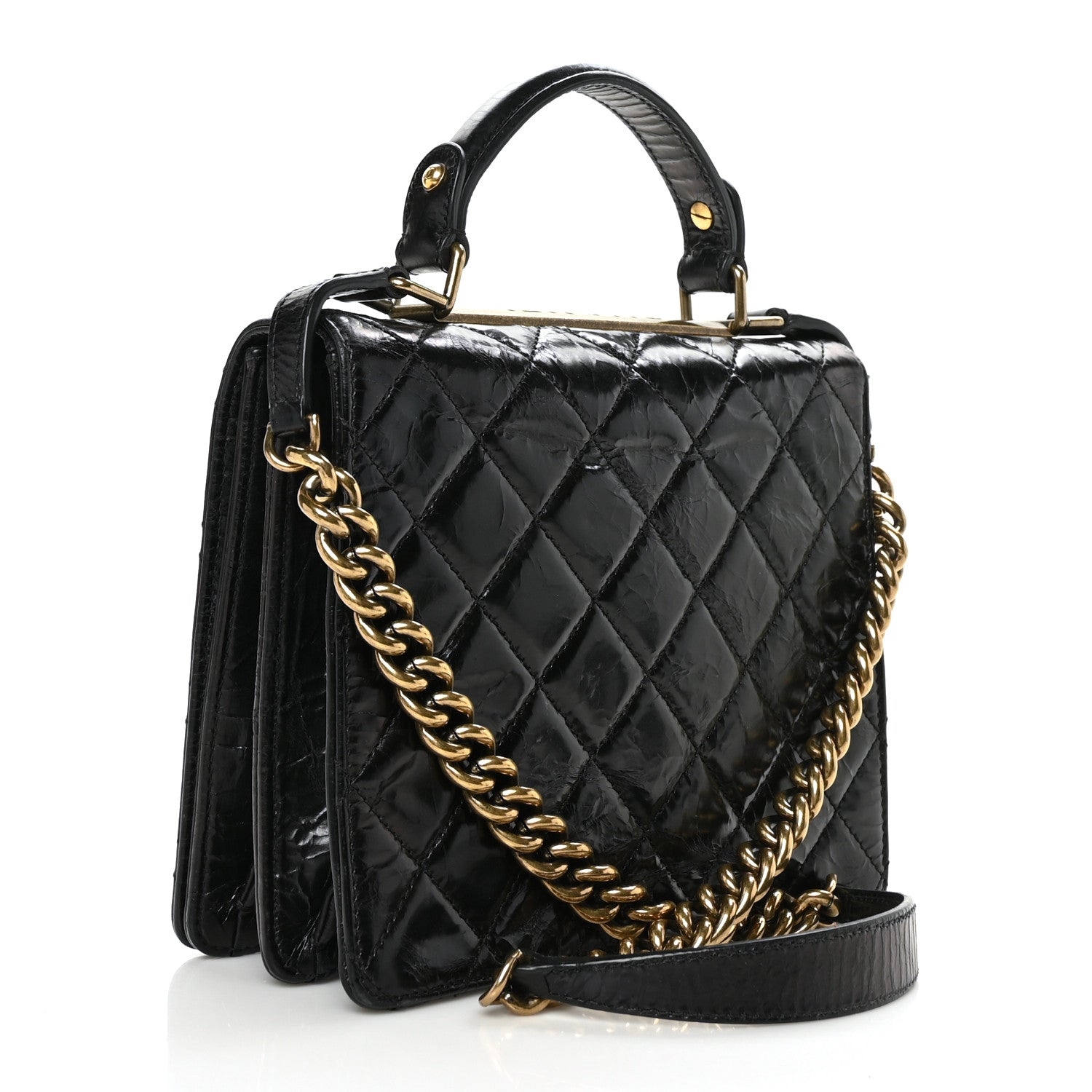 Chanel Glazed Calfskin Quilted Rita Top Handle Flap Black 2 of 9