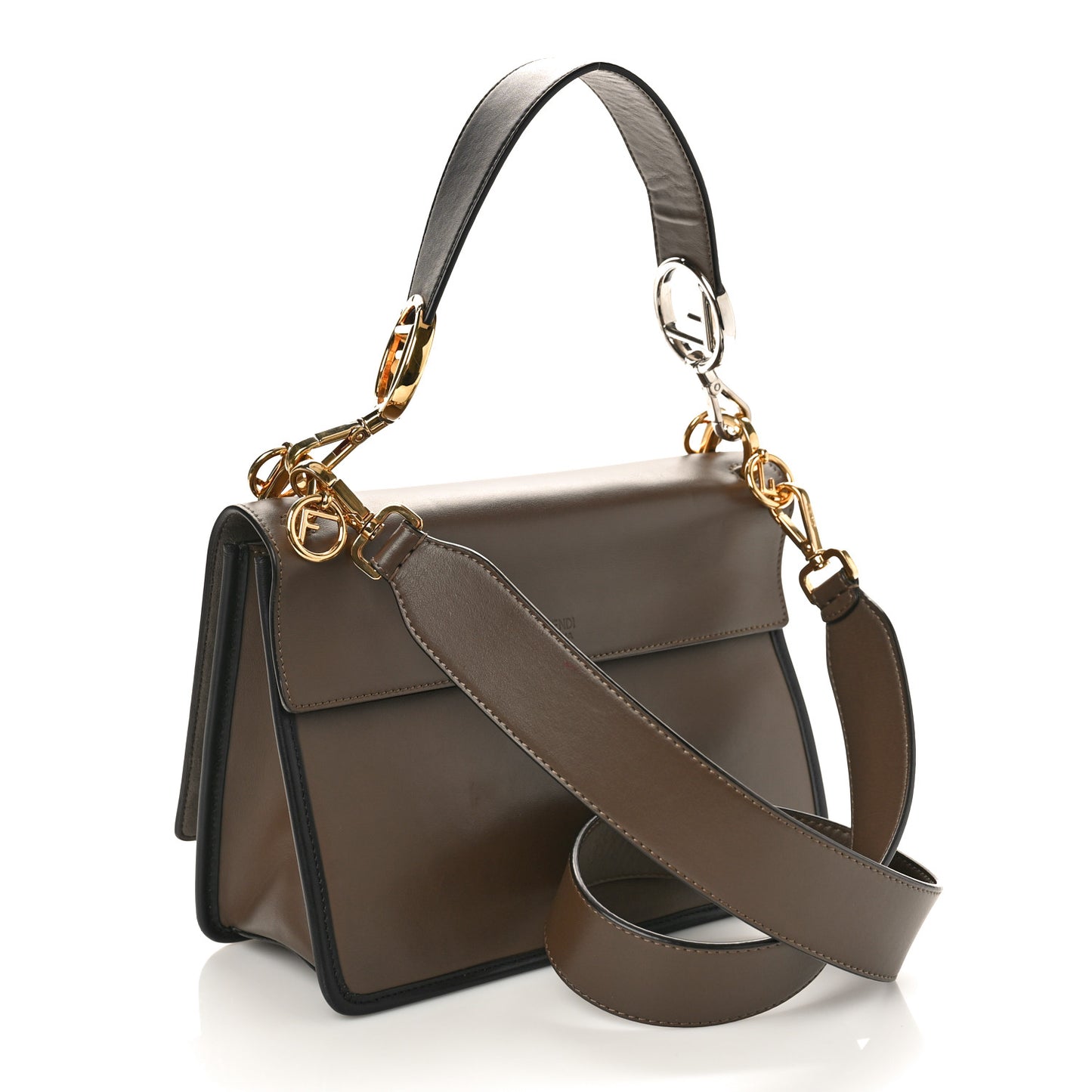 Vitello Century F is Fendi Bi-Color FF 1974 Embossed Kan I Shoulder Bag Maya Black