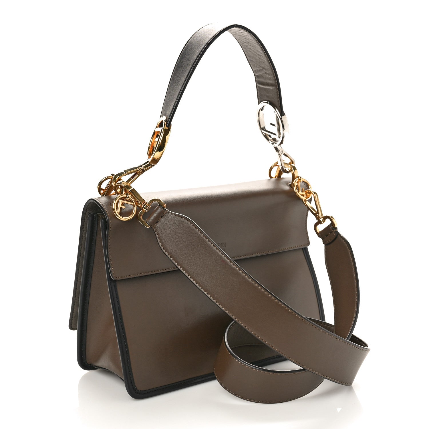 Fendi Vitello Century F is Fendi Bi-Color FF 1974 Embossed Kan I Shoulder Bag Maya Black 2 of 9